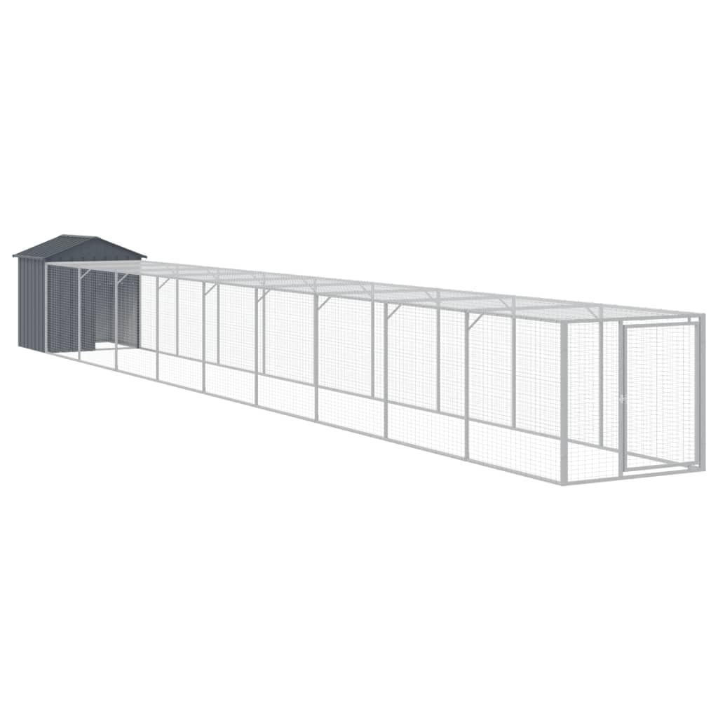 Vidaxl Chicken Cage With Extended Run In Anthracite - Durable Galvanized Steel Construction – Ventilated Mesh Design With Practical Weather-Resistant Roof