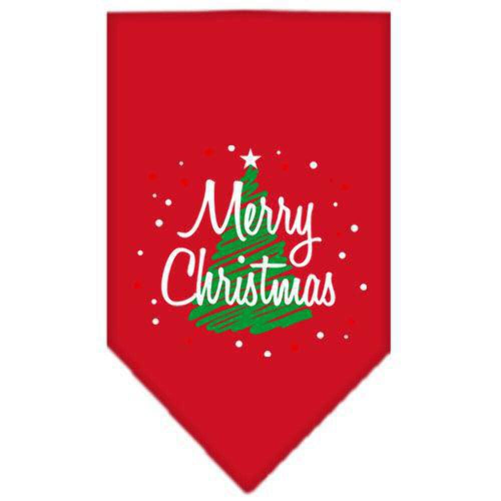 Mirage Pet Products Scribble Merry Christmas Screen Print Bandana for Pets, Small, Red