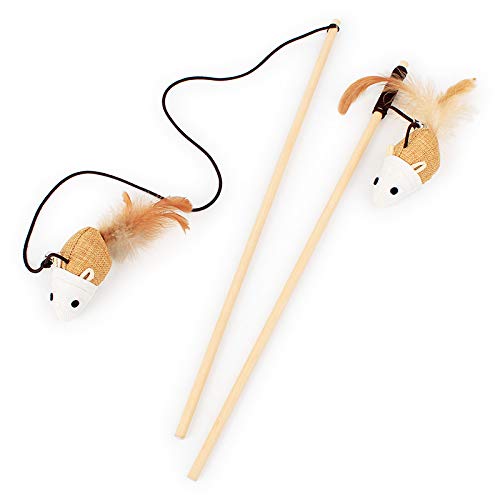 Dog Trust Cat Teaser Playing Mice Stick With Sound For Cat And Kitten Pack Of 1 Pcs