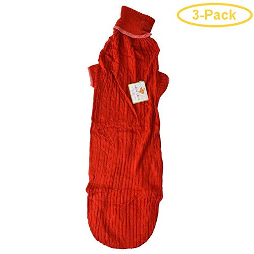 Fashion Pet Cable Knit Dog Sweater - Red XX-Large (29&quot;-34&quot; from Neck Base to Tail) - Pack of 6