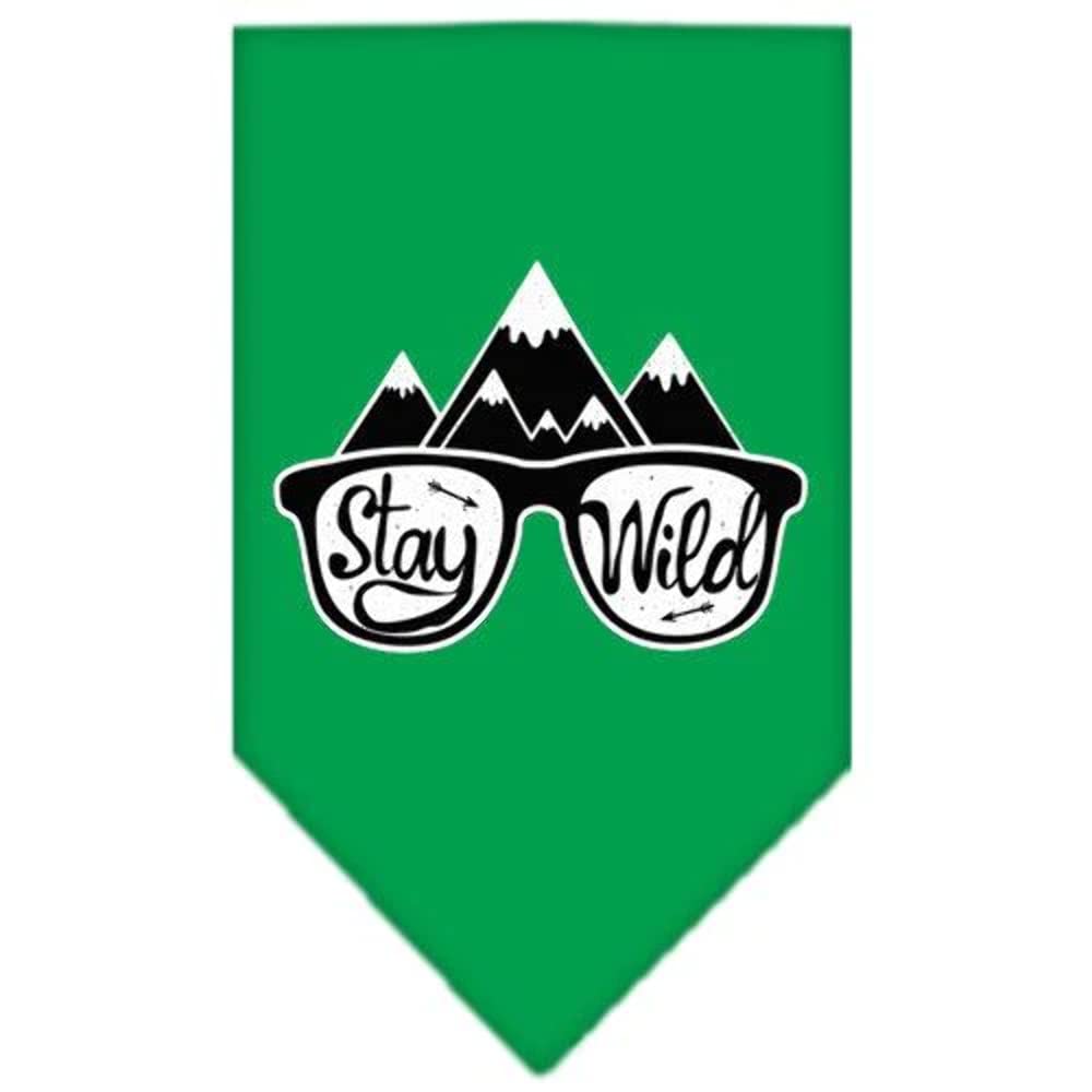 Dog Bandana Screen Printed, &quot;Stay Wild&quot; Bright Pink Large