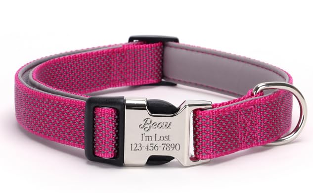 Personalized Dog Collar,Engraved Reflective Dog Collar, Custom Dog Collar, Pet Collar, Quick Release Buckle, Gift'S For Pets (Ro