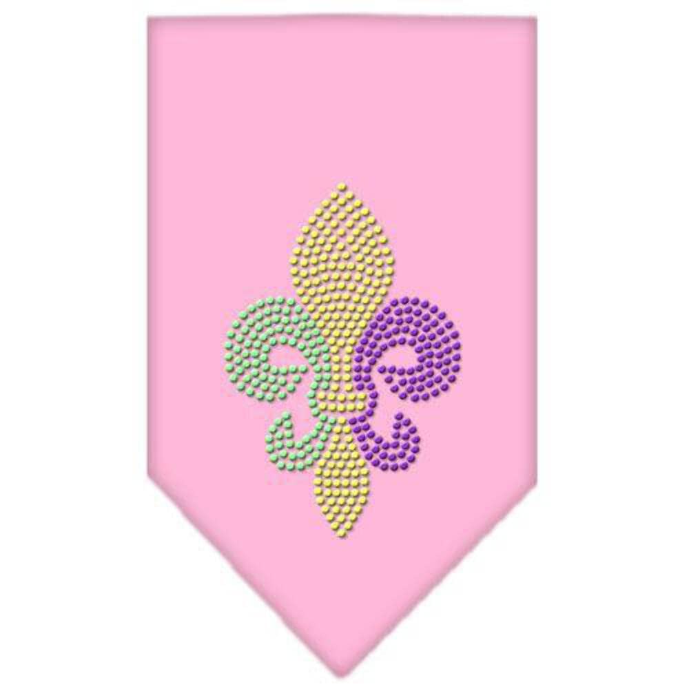 Mirage Pet Products Mardi Gras Fleur De Lis Rhinestone Bandana, Light Pink, Small