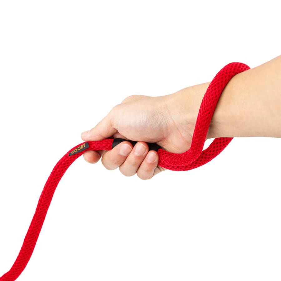 Gooby Mesh Leash - Red, 4 Ft - Breathable Mesh 4 Foot Leash For Small Dogs With Bolt Snap Clasp - On The Go Dog Leashes For Small, Medium, And Large Dogs
