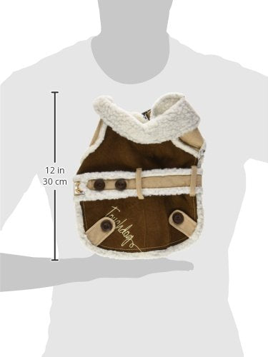 Touchdog 'Sherpa-Bark' Original Designer Fashion Pet Dog Coat Jacket, X-Small, Dark Choco Brown, Light Sand Brown