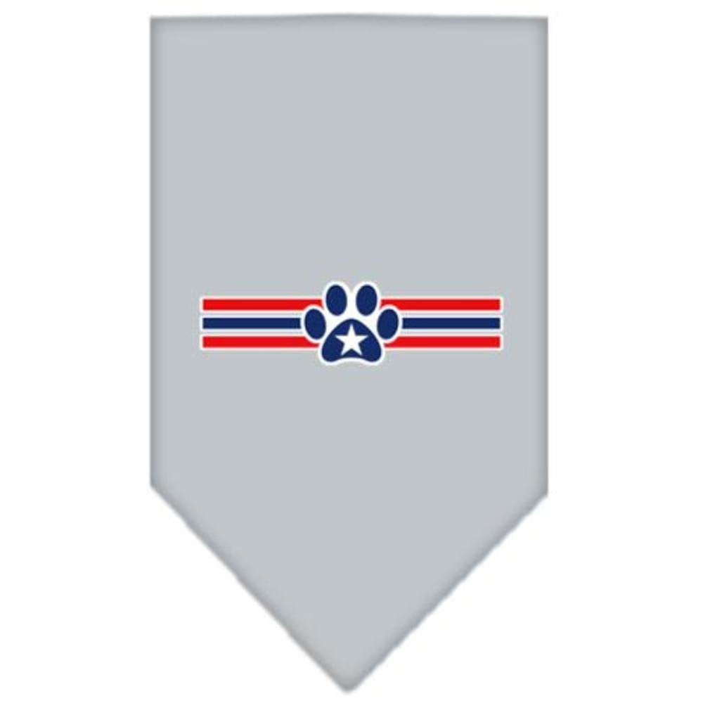 Pet and Dog Bandana Screen Printed, &quot;Patriotic Star Paw&quot; Grey Small