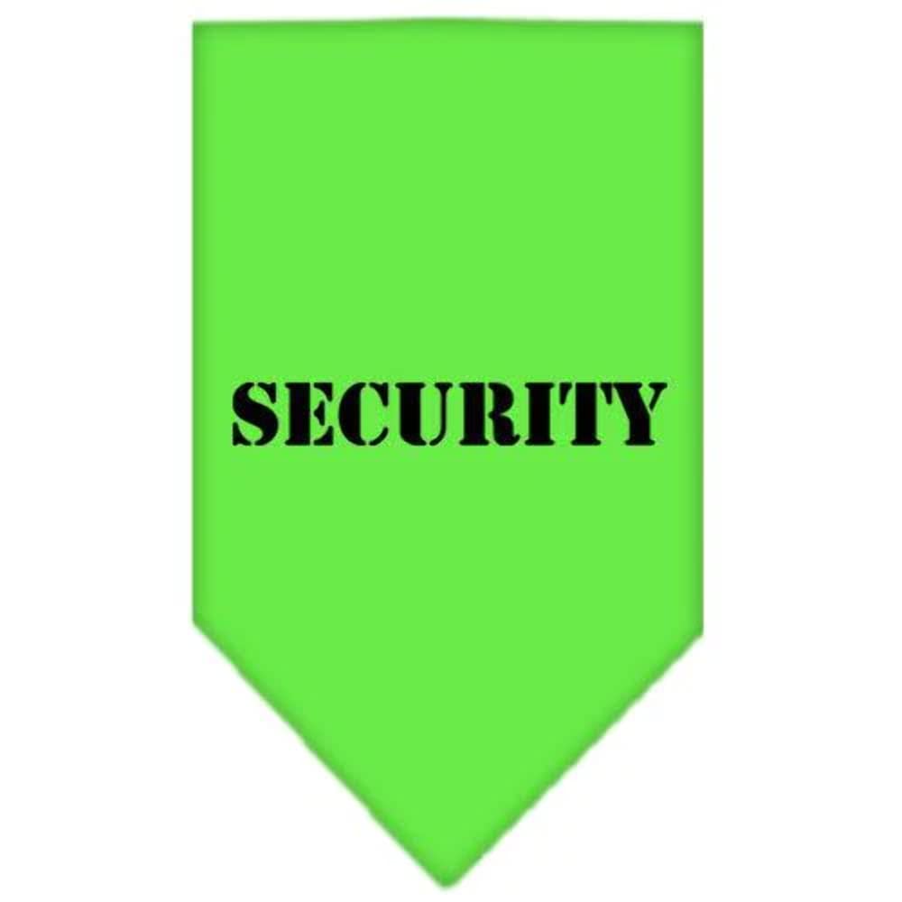 Pet and Dog Bandana Screen Printed, &quot;Security&quot; Lime Green Small