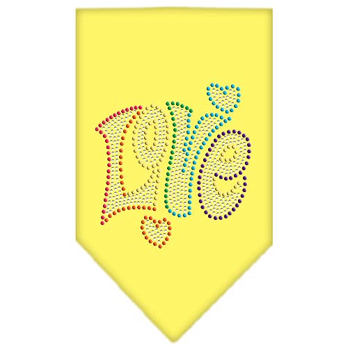 Mirage Pet Products 67-95 LGYW Technicolor Love Rhinestone Yellow Print Bandana, Large