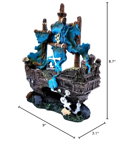 M2Cbridge Antique Roman Column Ruins European Castle Aquarium Decorations Fish Tank Hideout Rocks (Blue Pirate Shipwreck)