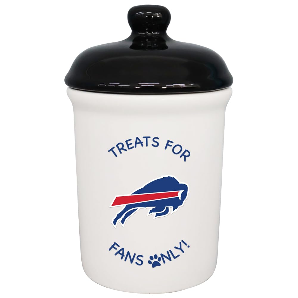 The Memory Company | Licensed NFL Treats for Team Fans Only Ceramic Pet Treat Canister,Buffalo Bills