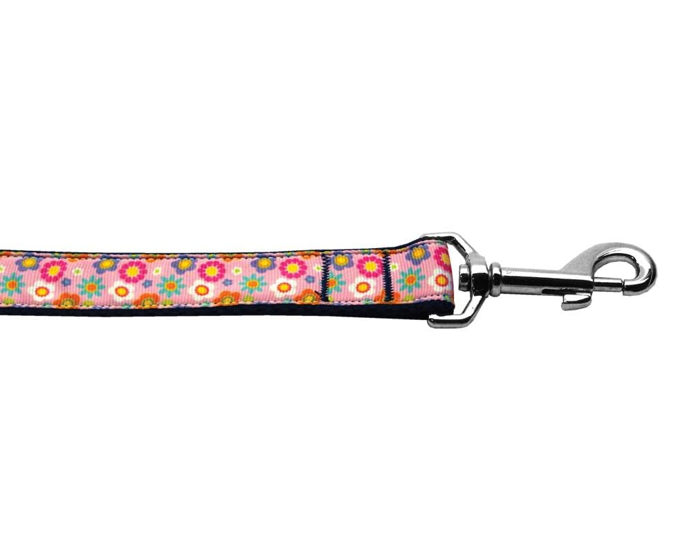 Pet Dog & Cat Nylon Collar or Leash, "Pink Spring Flowers" 5/8" w x 4 ft. leash