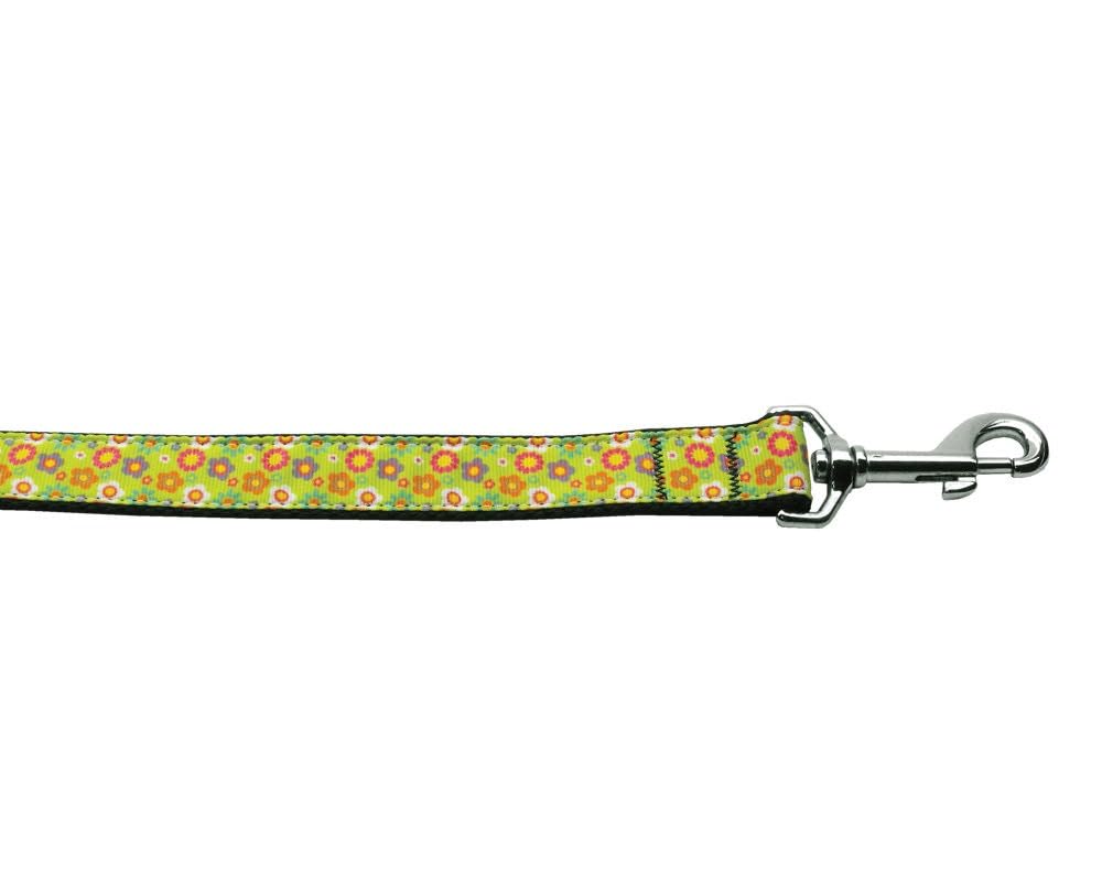 Pet Dog & Cat Nylon Collar or Leash, "Lime Green Spring Flowers" 3/8" w x 4 ft. leash