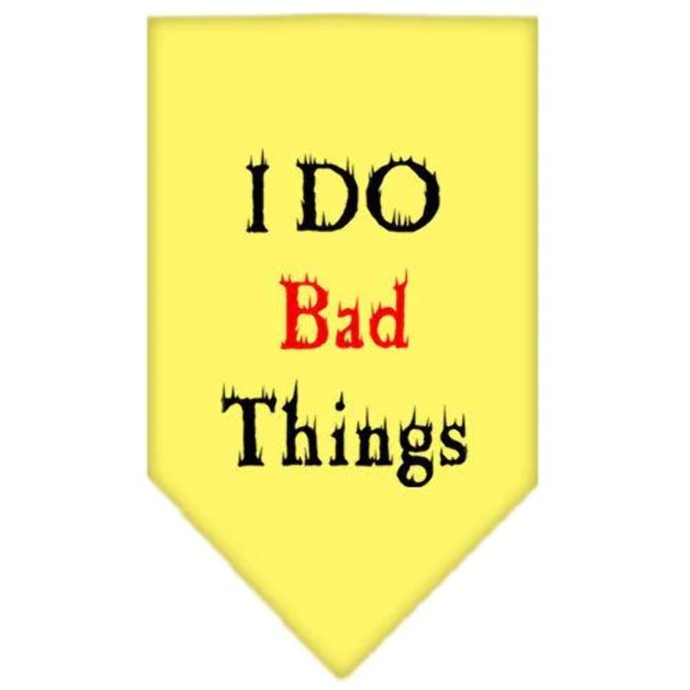 Pet and Dog Bandana Screen Printed, &quot;I Do Bad Things&quot; Yellow Large