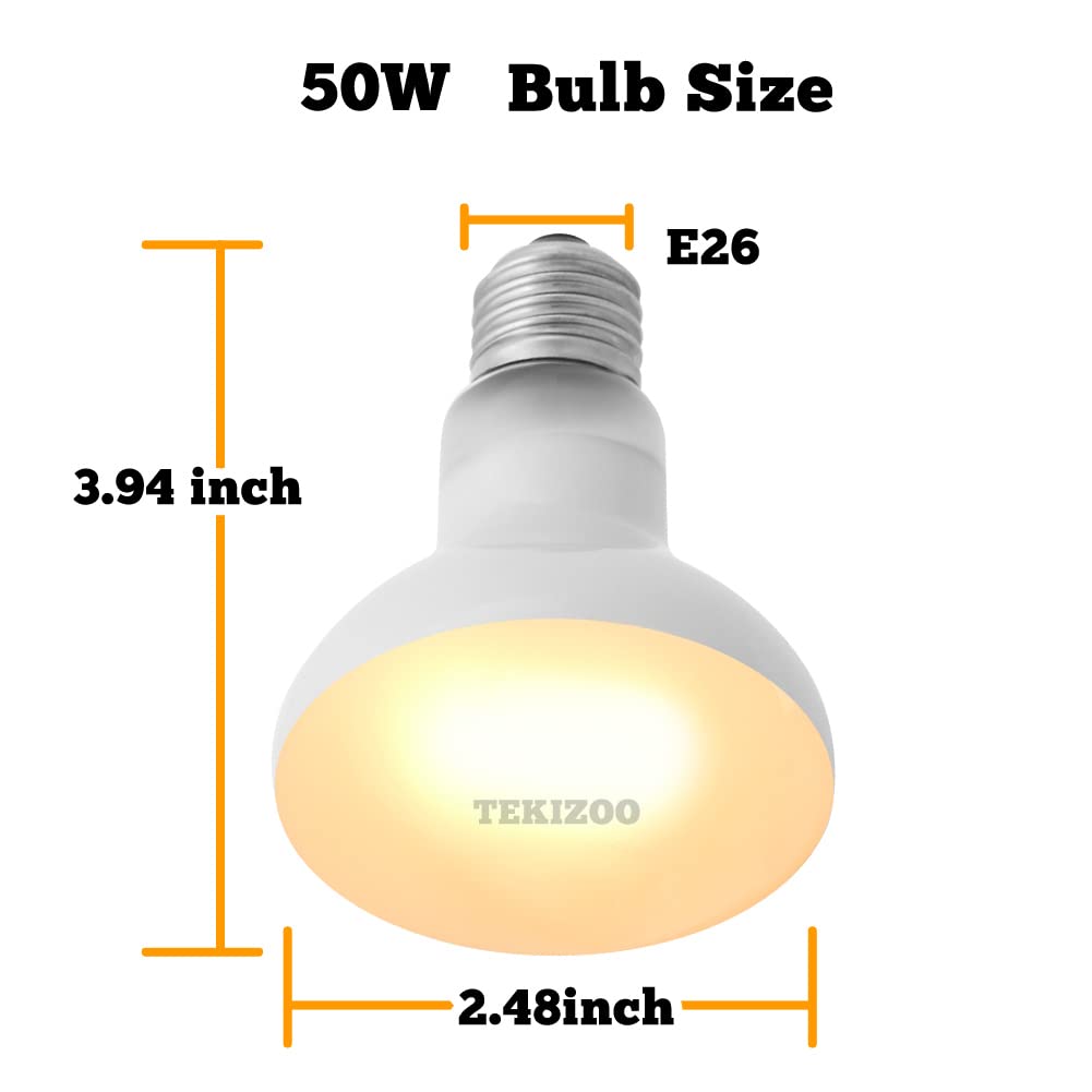Tekizoo Reptile Heat Lamp Uva Basking Daylight Spot Bulb For Amphibian,Lizard,Tortoise,Bearded Dragon 50W(3 Pack)
