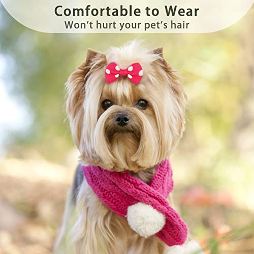 Yxiang 100Pcs Dog Bows, Cute Dog Hair Bows Yorkie Puppy Bows With Rubber Band Pet Grooming Bows Colored Polka Dot Dog Hair Acces