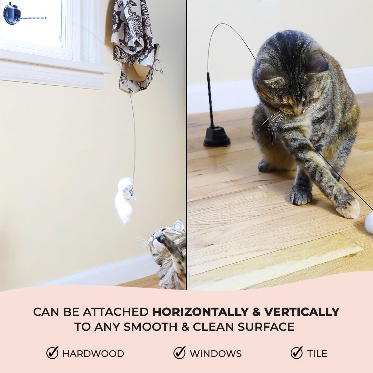 Interactive Cat Feather Toy with Suction Base & 5 Bird Refills