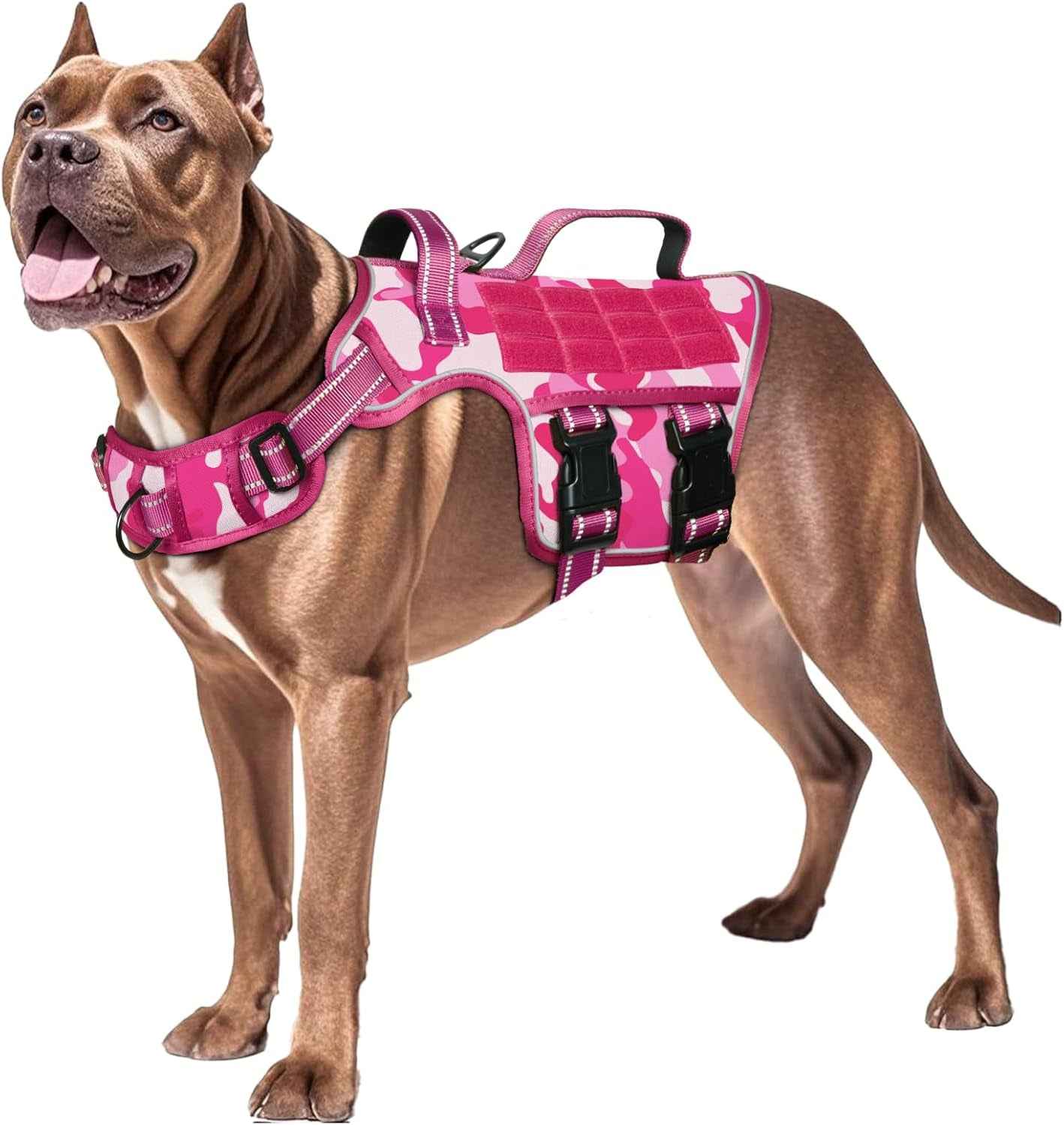 Tactical Dog Harness MOLLE Vest – Camo, S–XL, No-Pull