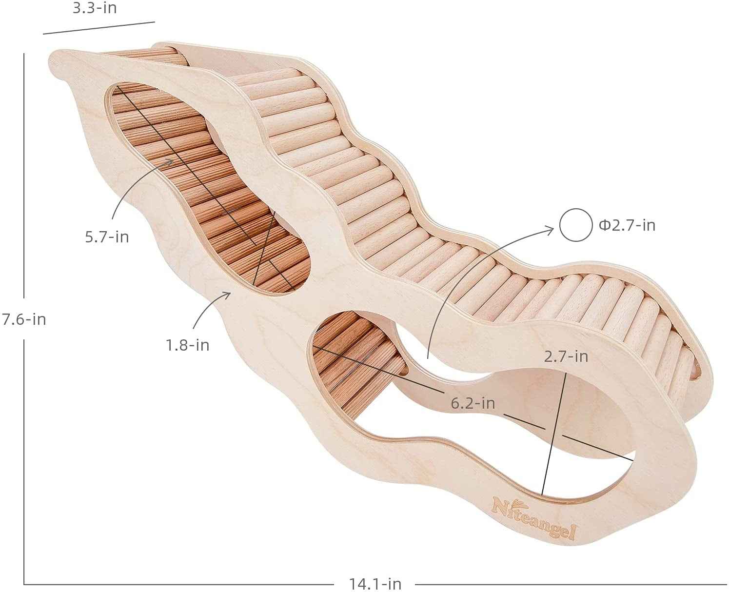 Wooden Hamster House Hideout with Ladder & Tunnel