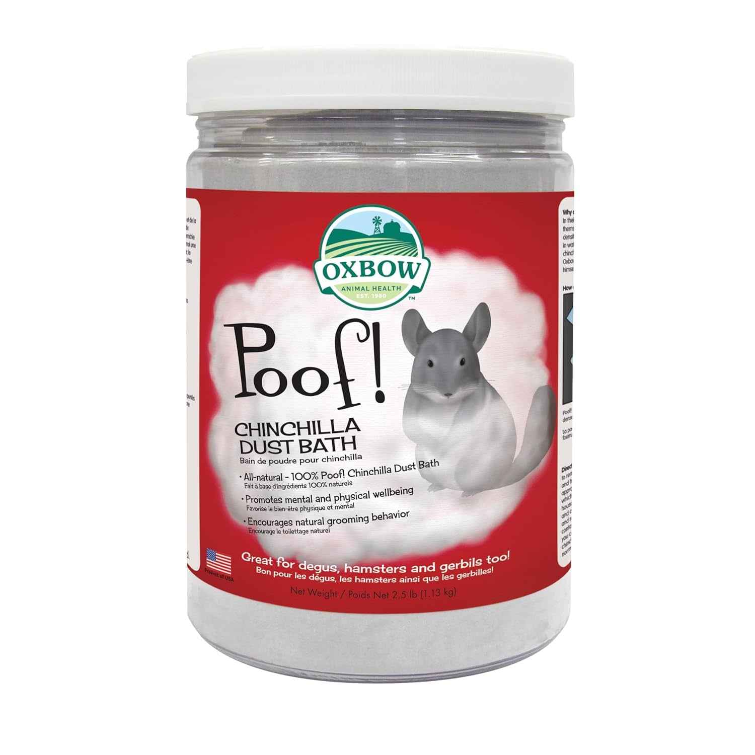 Oxbow POOF! Chinchilla Dust Bath Blue Beauty Powder 2.5lb