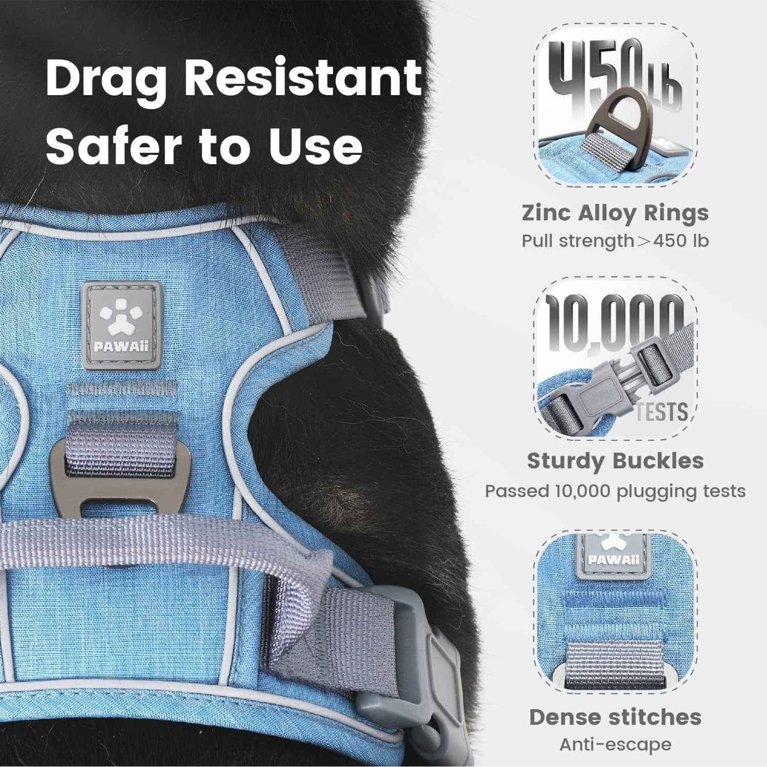 No-Pull Reflective Dog Harness with ID Tag