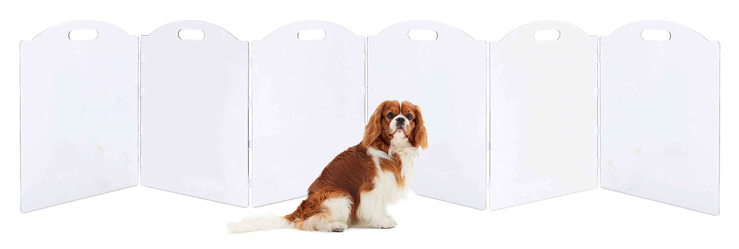 Extra-Wide Clear Acrylic Freestanding Dog Gates for The House - Folding 6-Panel Pet Gates for Doorways, Stairs, and Open Spaces,