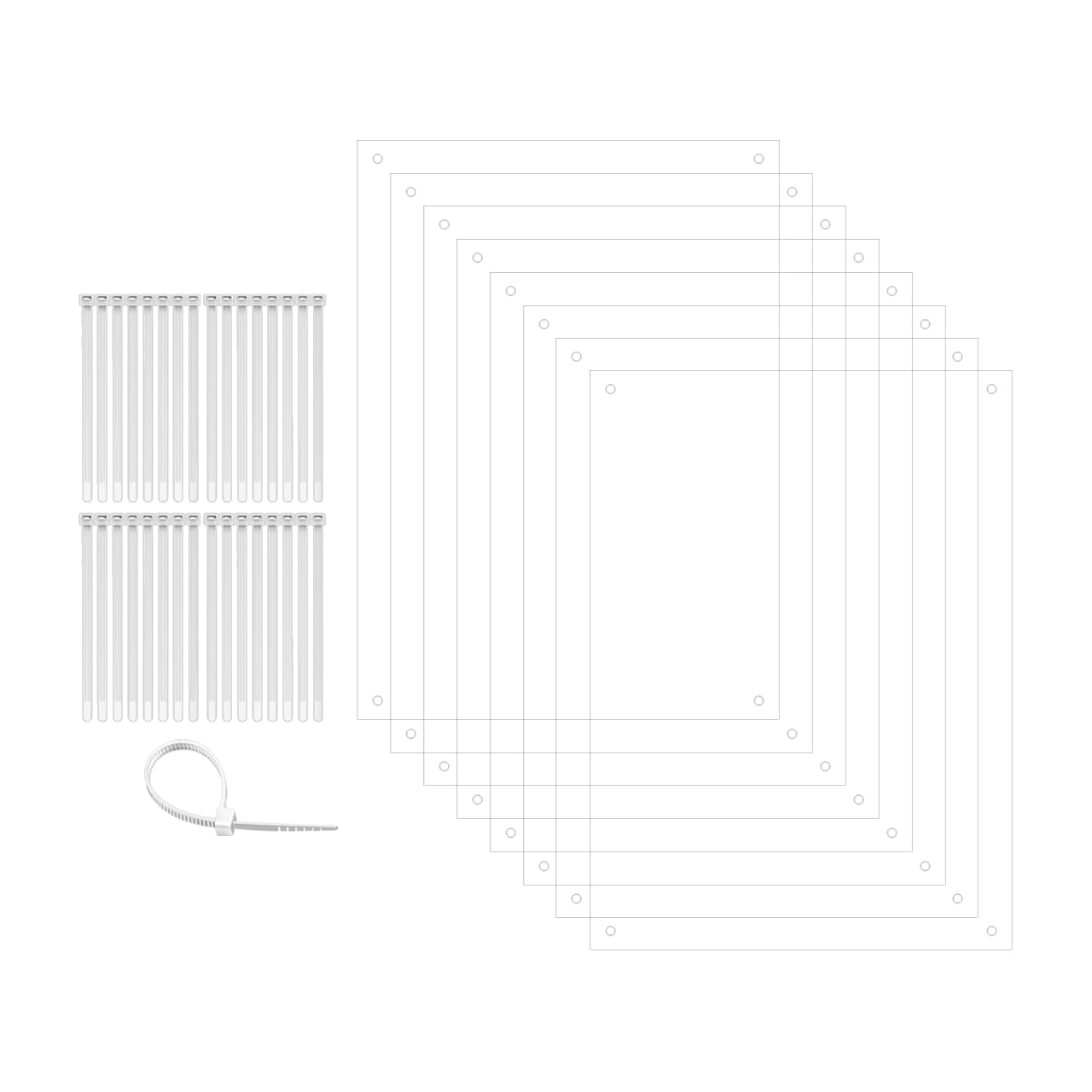 8 Pack Pet Cage Liner 8  x 11  with Holes Zip Ties Urine Guard Flexible and Pliable See Through Clear Acrylic Sheet Side Lining 