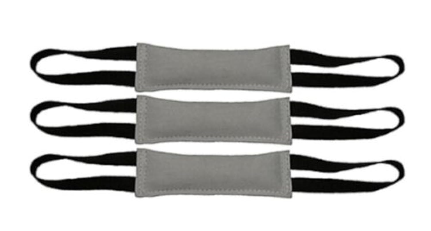 Redline K9 Bundle Of 3 Premium Leather Bite Tug Toy 2 Handle 3' X 12' Dog Toy