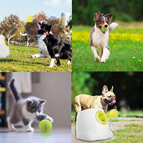 PetPrime Dog Automatic Ball Launcher Dog Interactive Toy Dog Fetch Toy Pet Ball Thrower Throwing Game 6 Tennis Balls Tennis Ball