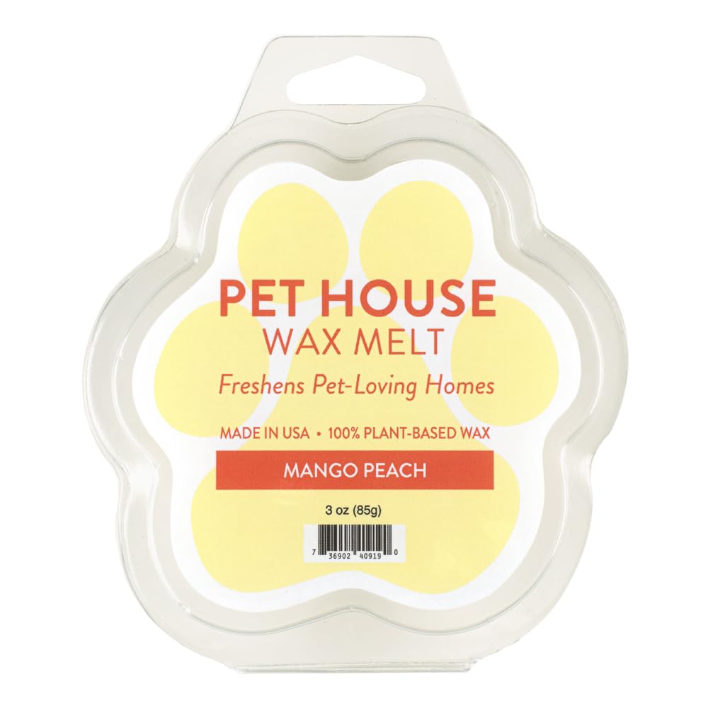 One Fur All Pet House Wax Melts - Mango Peach Pack Of 2 - Odor Eliminating, Long-Lasting Scented, Pet-Friendly, Natural