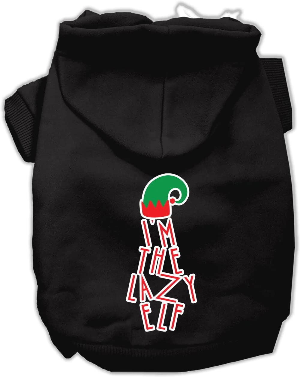Lazy Elf Screen Print Pet Hoodie Black Sm 10