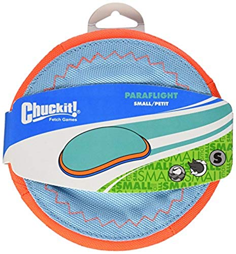 Chuckit! Paraflight Flying Disc Dog Toy - Water Floating Flyer - Durable Nylon Construction With Soft Rubber Edges - For Small And Medium Dogs - Size Small - 6.75' L X 6.75' W - Pack Of 1