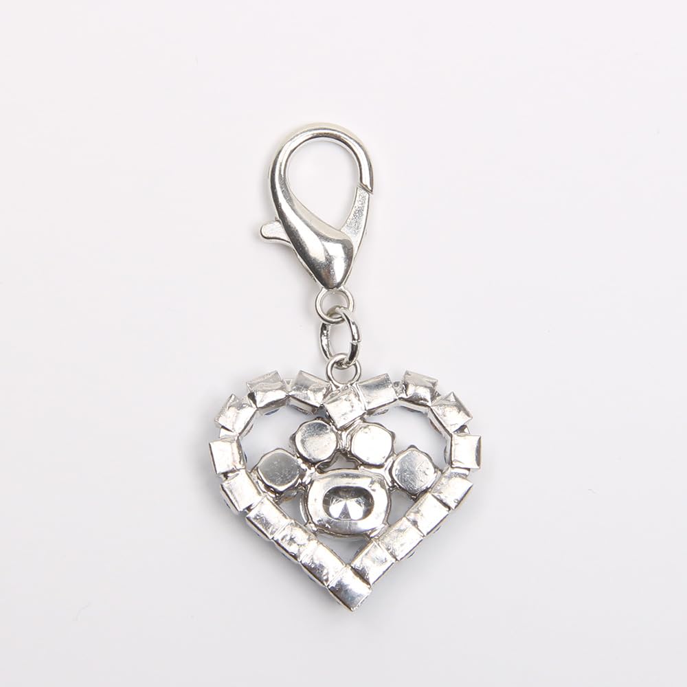Xksrwe Bling Rhinestones Heart&Paw Charm Pendant Jewelry For Pet Dog Cat Puppy Necklace Collar Accessory (Blue)