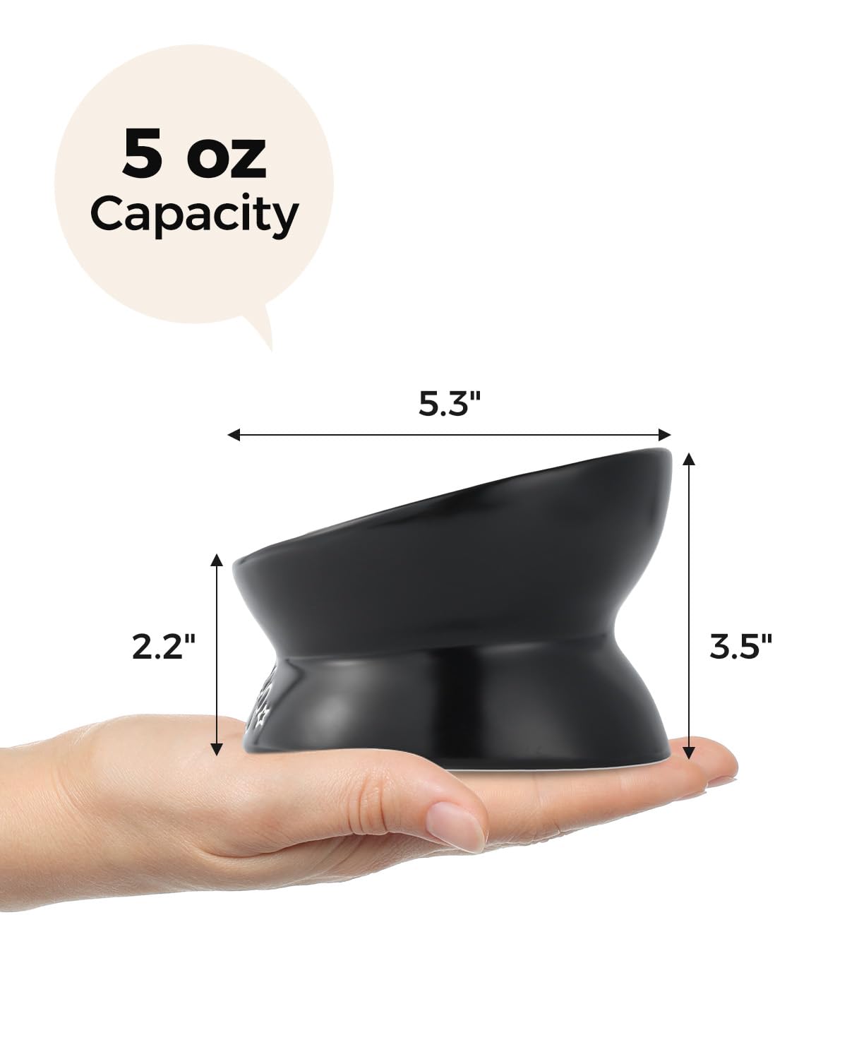 LoeJan Elevated Cat Food Bowl, 5 Oz Ceramic Raised and Tilted Water Bowl, Anti Vomiting and Protect Pets  Spines Dishes for Sma