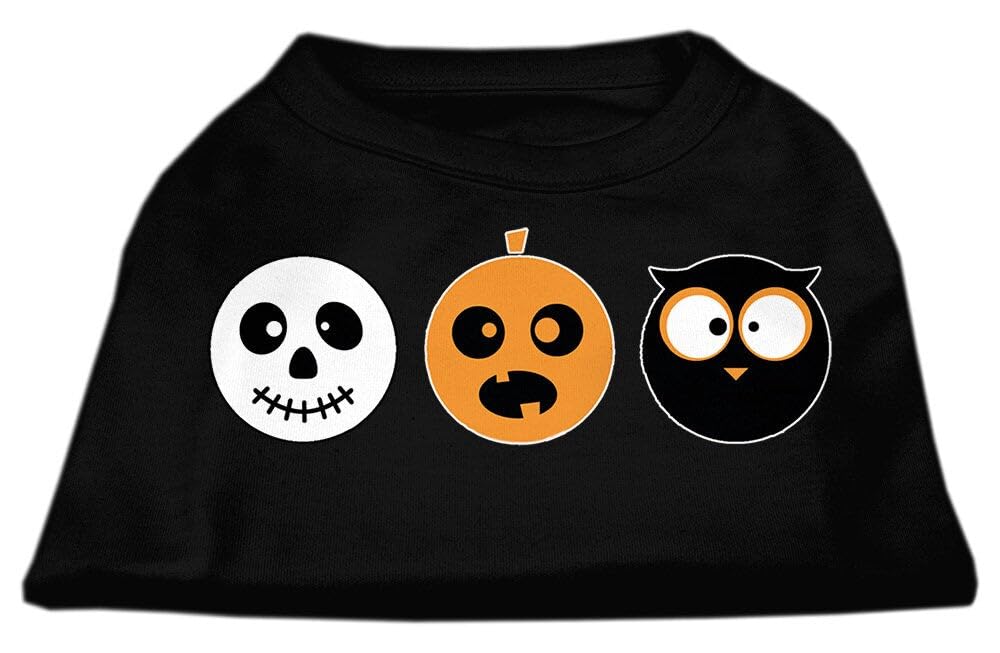 Halloween Pet Dog & Cat Shirt Screen Printed, 'The Spook Trio' Black Xs (0-3 Lbs.)