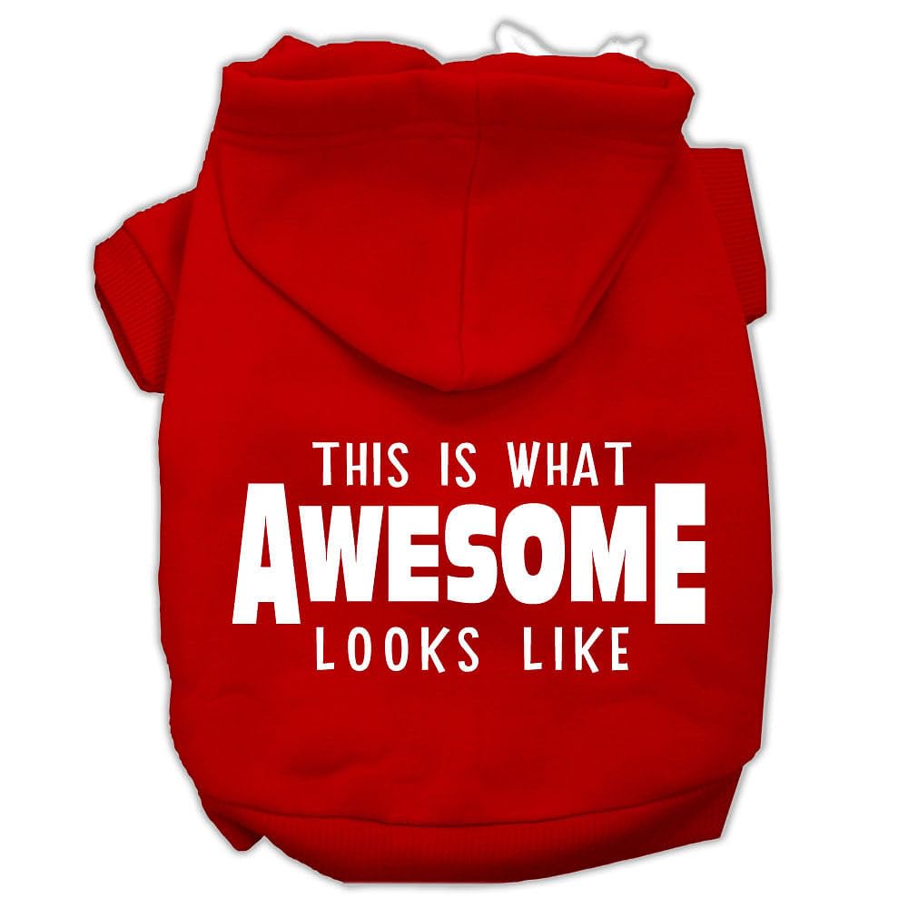 Pet Dog & Cat Hoodie Screen Printed, 'This Is What Awesome Looks Like' Red Xl (14-20 Lbs.)