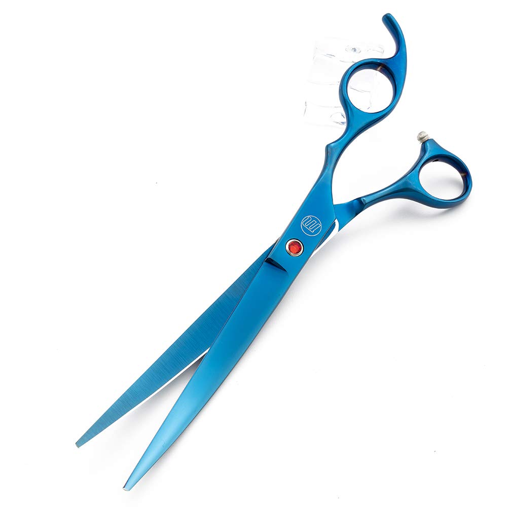 Moontay Professional 8.0' Dog Grooming Scissors Set, 4-Pieces Straight, Upward Curved, Downward Curved, Thinning/Blending Shears For Dog, Cat And Pets, Jp Stainless Steel, Blue