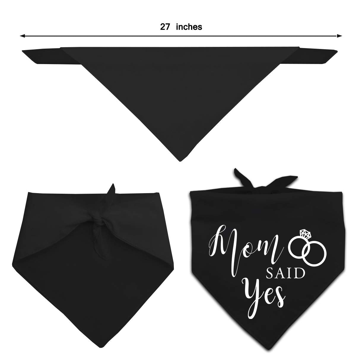 Yangmics Direct Dad Asked Mom Said Yes Dog Black Bandana Pet Wedding Triangle Bibs Engagement Announcement Gifts for Small Mediu