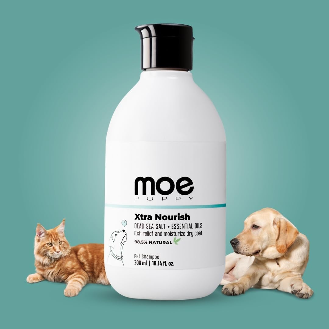 Moe Puppy Xtra Nourish Medicated Dog & Cat | Anti-Itch Skin Relief | Herbal Dog Shampoo | Antifungal & Antibacterial | Gentle Fo
