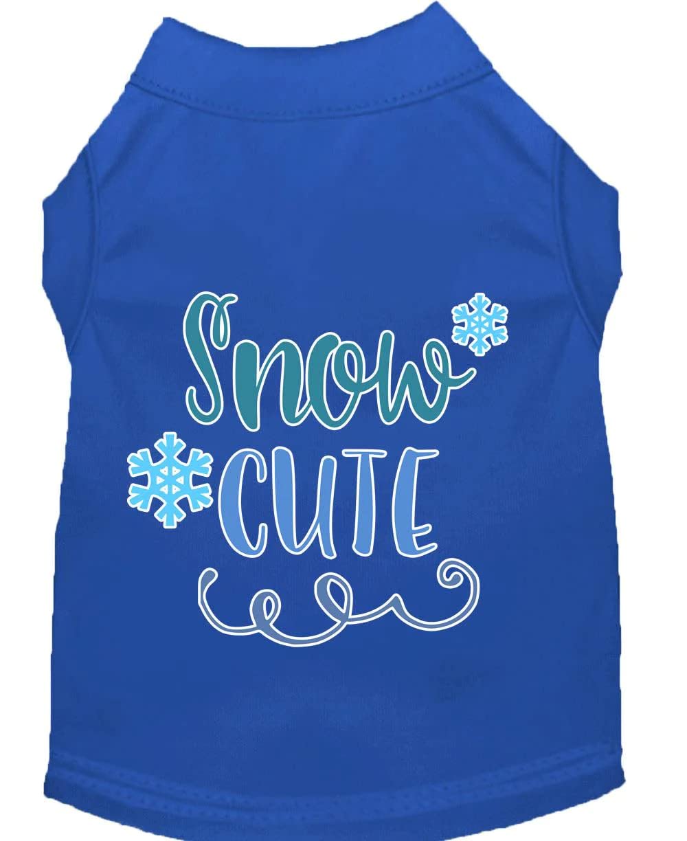 Christmas Pet Dog & Cat Shirt Screen Printed, &quot;Snow Cute&quot; Blue MD (6-10 lbs.)