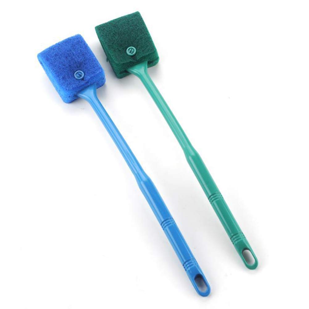 2 Pieces Aquarium Cleaning Brush Fish Tank Cleaning Brush Double-Sided Sponge Brush Long Handle Fish Tank Scrubber For Aquariums