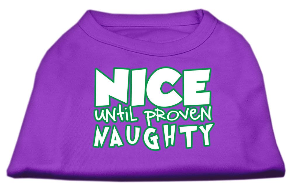 Mirage Pet Products 51-180 MDPR Nice Until Proven Naughty Screen Print Pet Shirt Purple, Medium