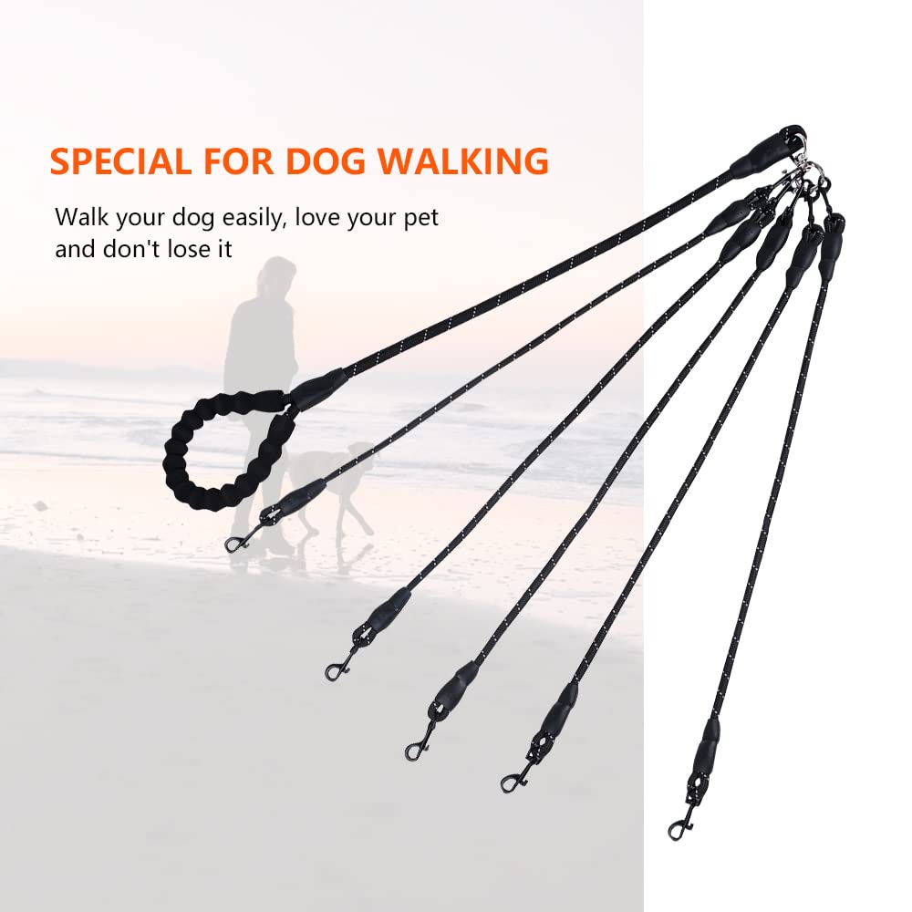 Five Dog Training Leash With Reflective, 360 Swivel No Tangle, Comfortable For Large Medium Small Dogs (Blue, Five Leashes)
