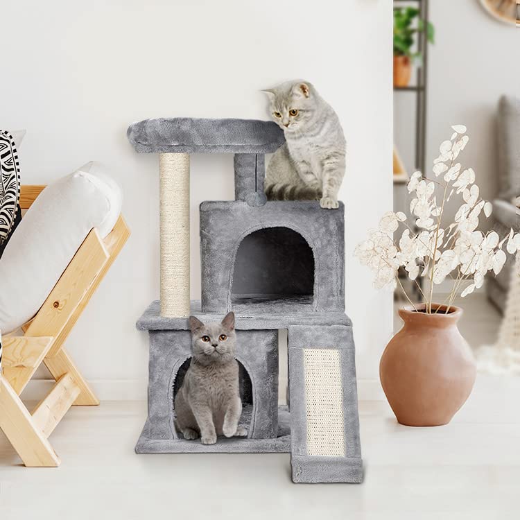 Zeny 33.5 Inches Cat Tree Tower With Scratching Posts - Kittens House Furniture Trees