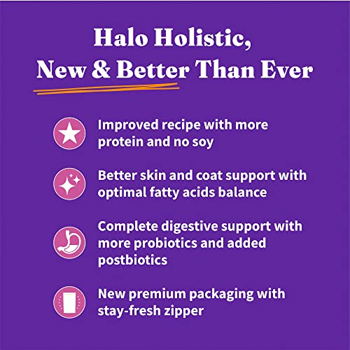 Halo Holistic Dog Food Cage Free Turkey & Sweet Potato Formula, Grain Free Dry Dog Food, for Healthy Weight Support, Kibble for