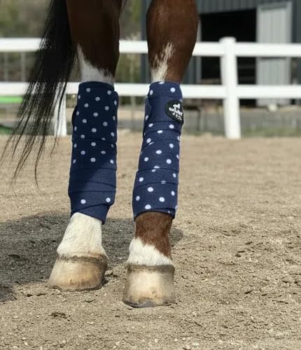 Tgw Riding Horse Polo Leg Wraps, Equine Fleece Polo Wraps (Set Of 4) - Horse Leg Bandages (Navy Blue)