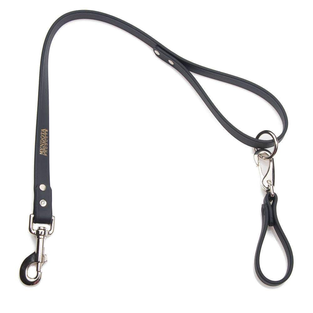 Mendota Pet Durasoft Imitation Leather Belt Loop Leash - Dog Lead - Made In The Usa - Black, 3/4 In X 2 Ft