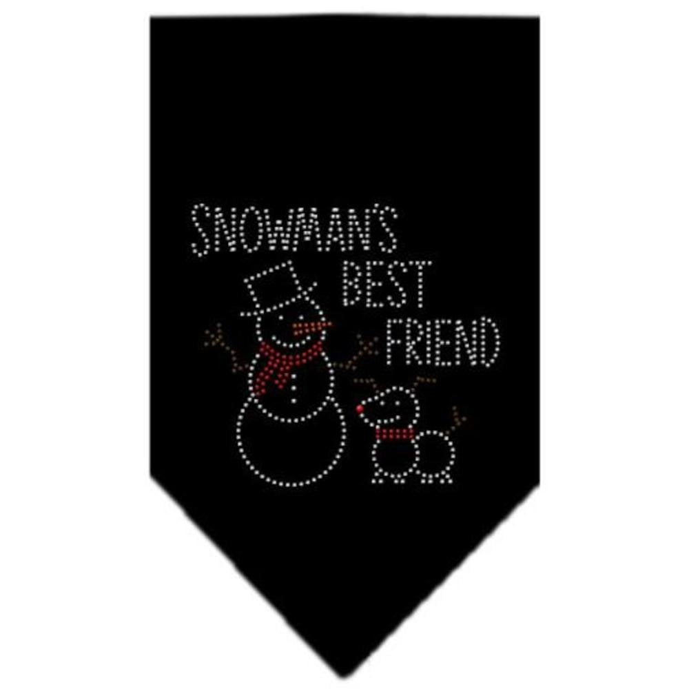 Christmas Pet and Dog Bandana Rhinestone, Snowman's Best Friend Black Large