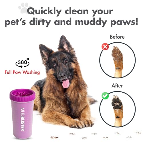 Dexas Mudbuster Portable Dog Paw Washer/Paw Cleaner, Large, Fuchsia