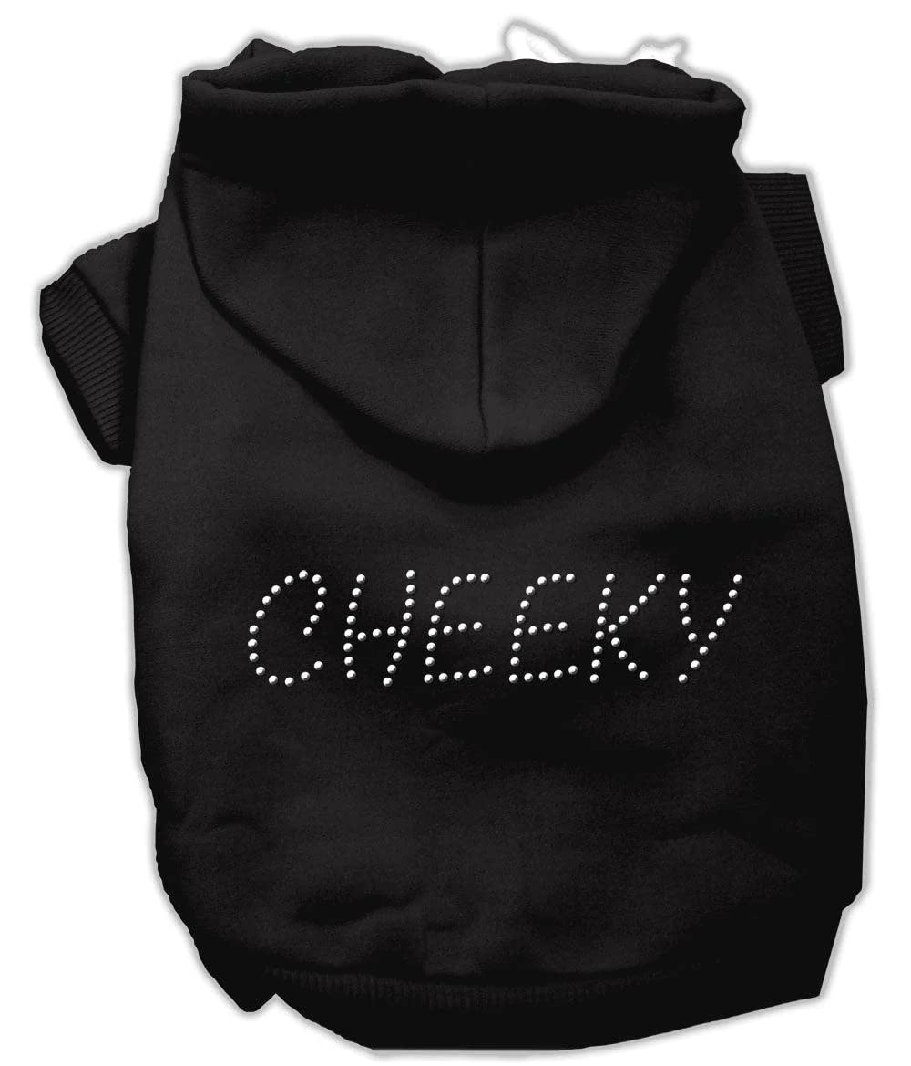 Pet, Dog & Cat Hoodie Rhinestone, &quot;Cheeky&quot; Black SM (3-6 lbs.)