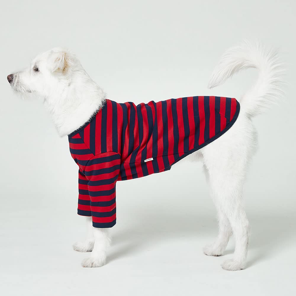 Lucky Petter Dog Cotton Shirts For Small And Large Dogs Rugby Striped T-Shirts Soft Breathable Dog Shirt Pet Clothes (2X-Large, Red/Navy)